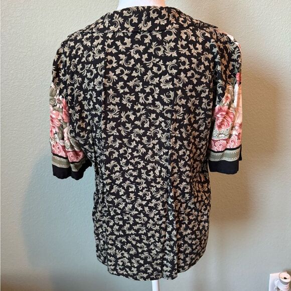 Vintage 80s Floral Button Down Women’s Shirt Paisley Vintage Size Large Modern M - Picture 3 of 6